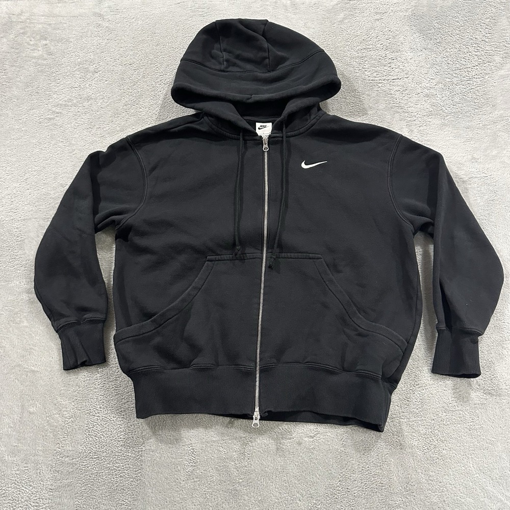 Nike Full Zip Hoodie Sweatshirt Unisex S Black Baggy Casual Lounge